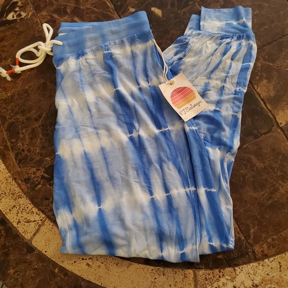 Pj Salvage sail away Blue white tie dye pants S NWT - Picture 2 of 3